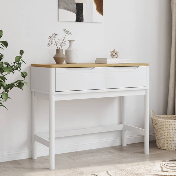 vidaXL - Wandtafel - FLORO - 89,5x36,5x73 - cm - massief - grenenhout - wit