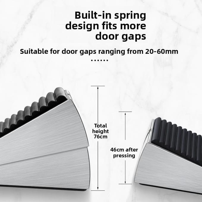 Butée de porte à ressort sans perçage Butée de porte surélevée au sol Butée de porte fixe coupe-vent réglable Cale argenté