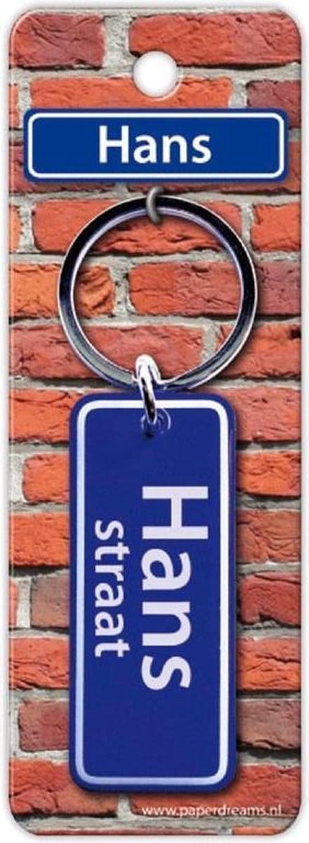 Paper Dreams Sleutelhanger Straatnaam Hans 9 Cm Staal Blauw