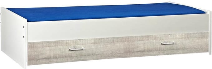 Bed met opbergruimte | 90x200 | Wit | Inclusief donkergrijs houten bedlade