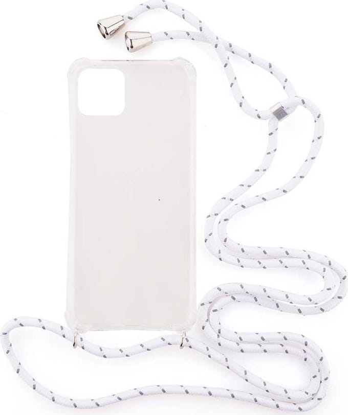 Shop4 - Oppo A73 5G Hoesje - Zachte Back Case met Koord Multi Wit