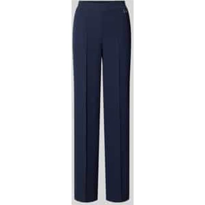 straight fit stoffen broek met logodetail model 'Paulien'