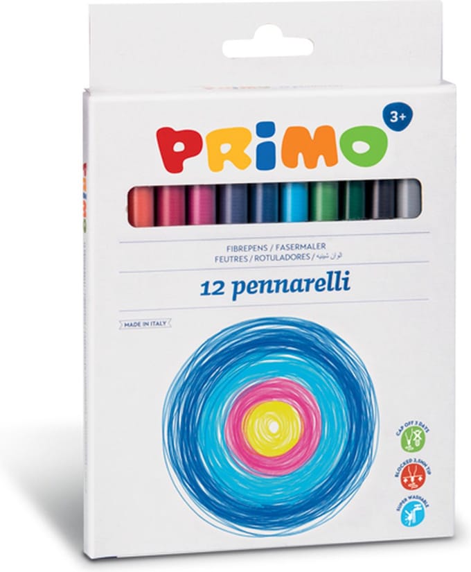 Primo viltstiften 12 kleuren puntdikte 2,5mm
