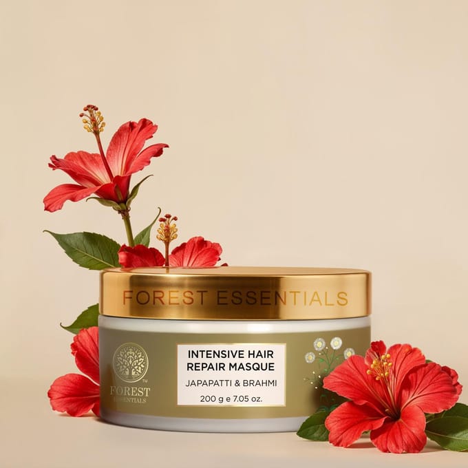 Forest Essentials Intensief Haarherstel Masker, Japapatti en Brahmi, 200g beige