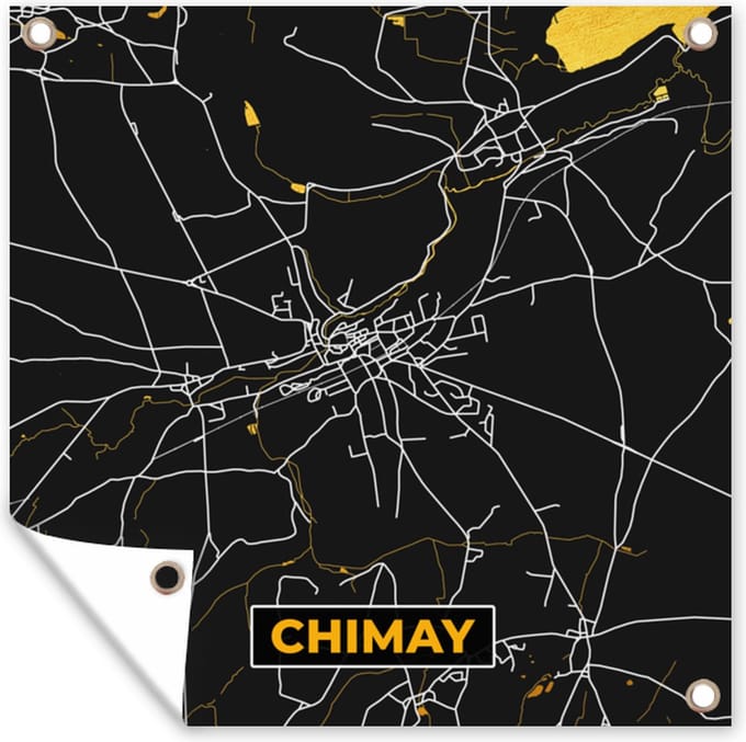 Tuindoek Chimay - Stadskaart - Goud - Kaart - Plattegrond - 100x100 cm
