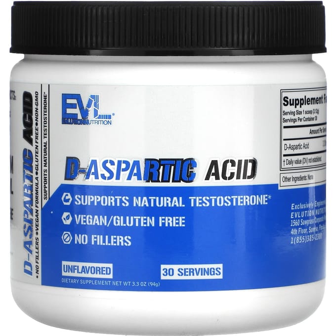 EVLution Nutrition, acide D-aspartique, sans arôme, 93,5 g (94g)