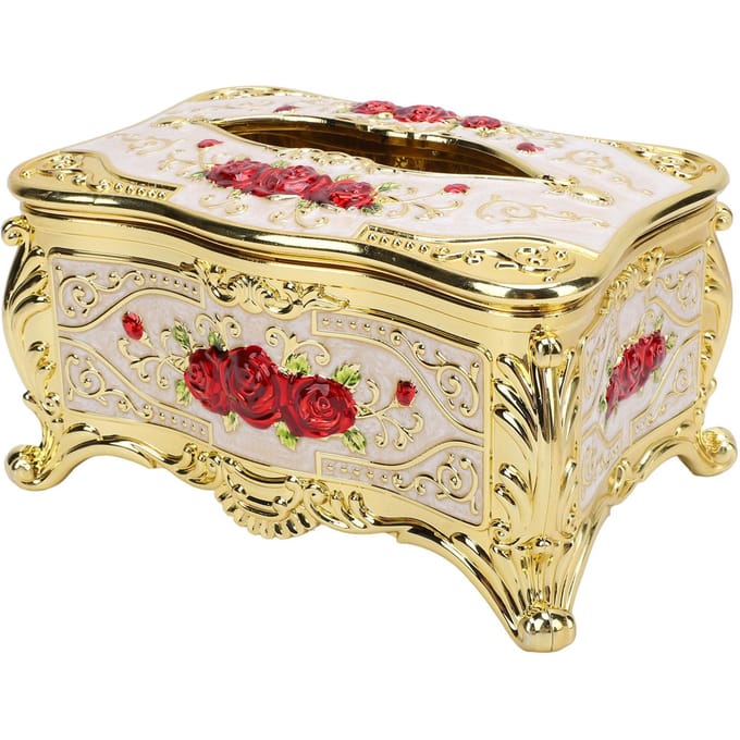 Tissueboxhoes Rozenpatroon Stijlvol Elegant Tissueboxhouder Papierorganizer voor Woonkamer Auto beige