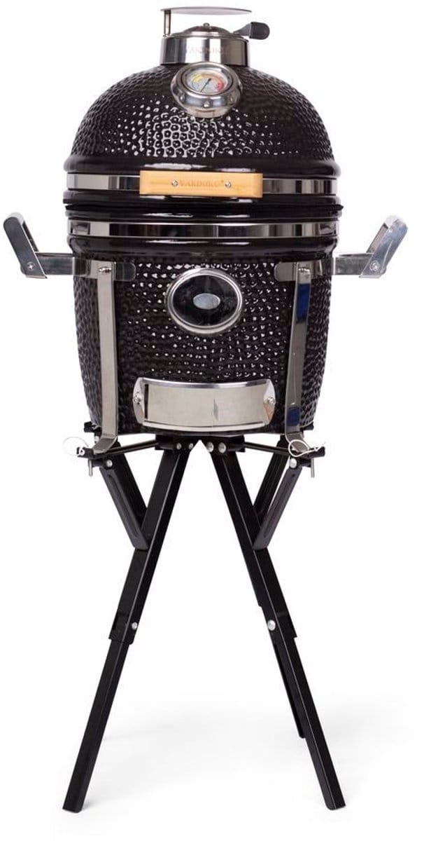 Yakiniku - BBQ Kamado 13 Inch Compact met Draagbaar Onderstel - Keramiek - Zwart