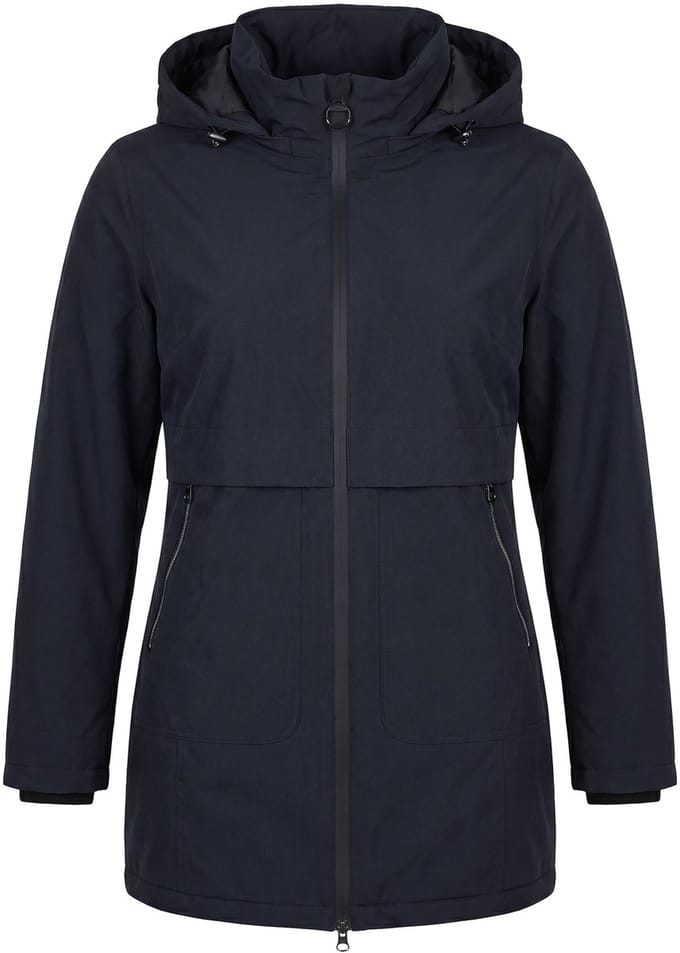 Ulla Popken - Dames - HYPRAR functionele mantel waterdicht capuchon - Zwart - Maat 42+