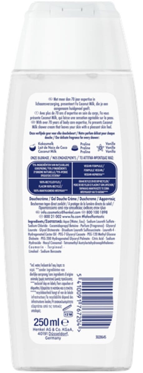 Fa - Douchegel Coconut Milk - 6 x 250 ml - Voordeelverpakking