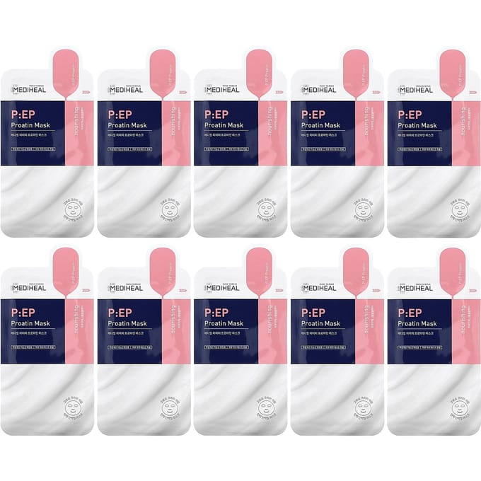 MEDIHEAL, P:EP Proatin Beauty Mask, 10 sheets, 25 ml (0.85 fl oz) each pink