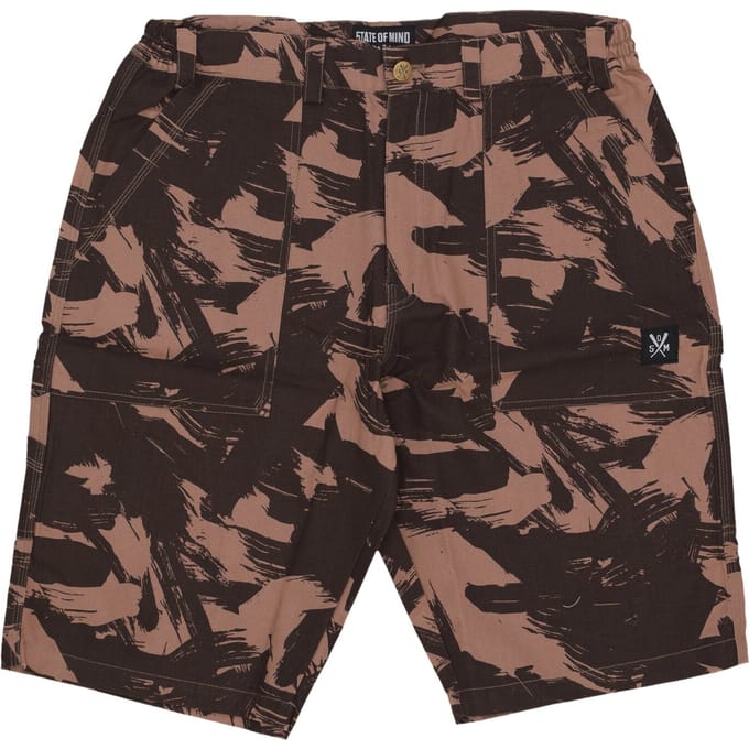 Korte herenworkershort bruin/camo