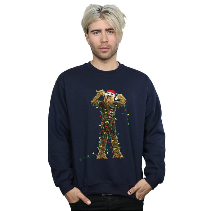 Star Wars Heren Chewbacca Kerstverlichting Sweatshirt (Marineblauw)
