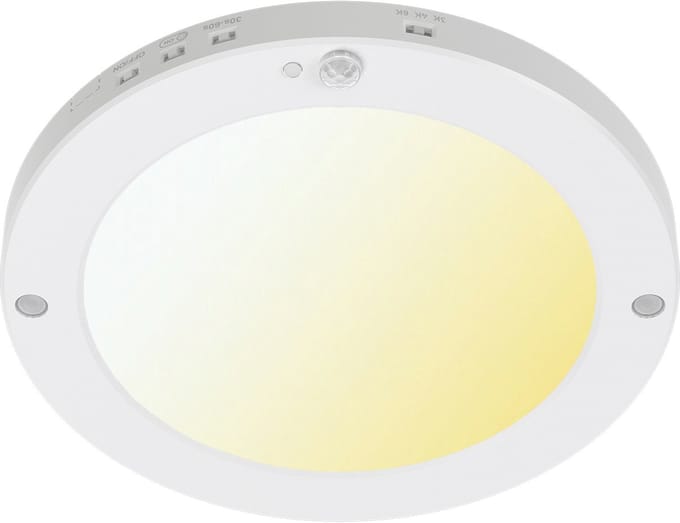 LED Plafondlamp met Bewegingssensor + Dag en Nacht Sensor - 18W - Aanpasbare Kleur CCT - 360° Zichthoek - Opbouw/Inbouw - Rond - Mat Wit