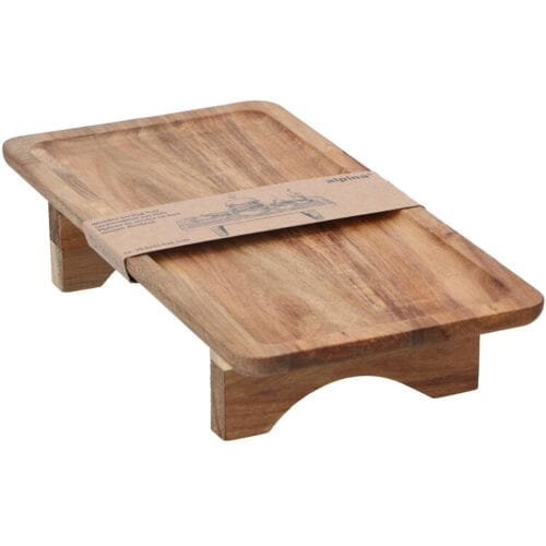 alpina Houten Serveerplank S - Acaciahout - Serveerblad met Pootjes voor Borrelhapjes en Feestjes - Stijlvol en Compact Ontwerp - Afmetingen 30,7x15,5x6,5 cm - Kleur Bruin