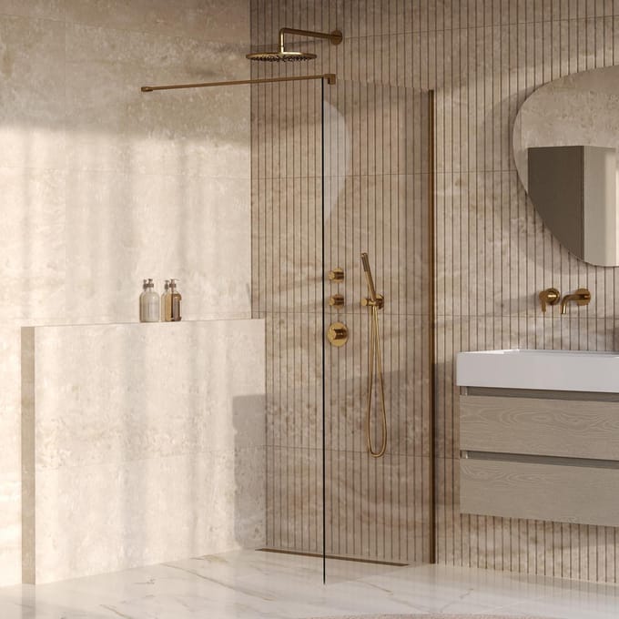 Brauer Oblivion - Inloopdouche - Helder Glas - 80 x 200 cm - incl. Glascoating - PVD Goud Geborsteld