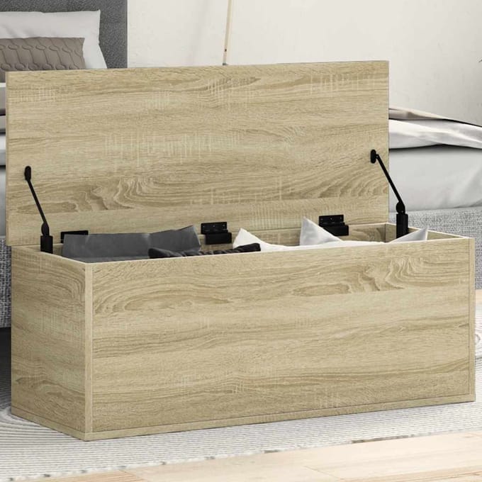 vidaXL - Opbergbox - 90x35x35 - cm - bewerkt - hout - sonoma - eikenkleurig