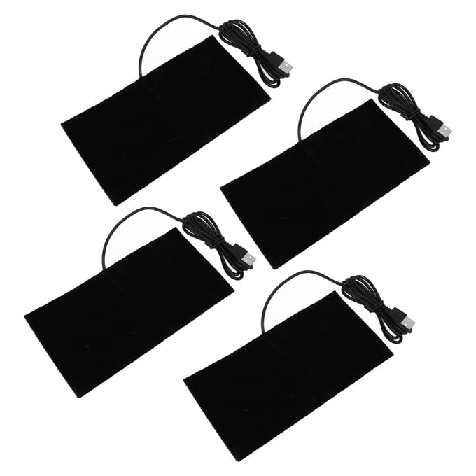 4 stuks USB Verwarmingskussen Multifunctioneel Koolstofvezel Wasbaar Elektrisch Verwarmingskussen voor Schouder Nek black