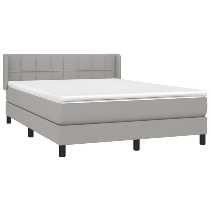 vidaXL - Boxspring - met - matras - stof - lichtgrijs - 140x200 - cm