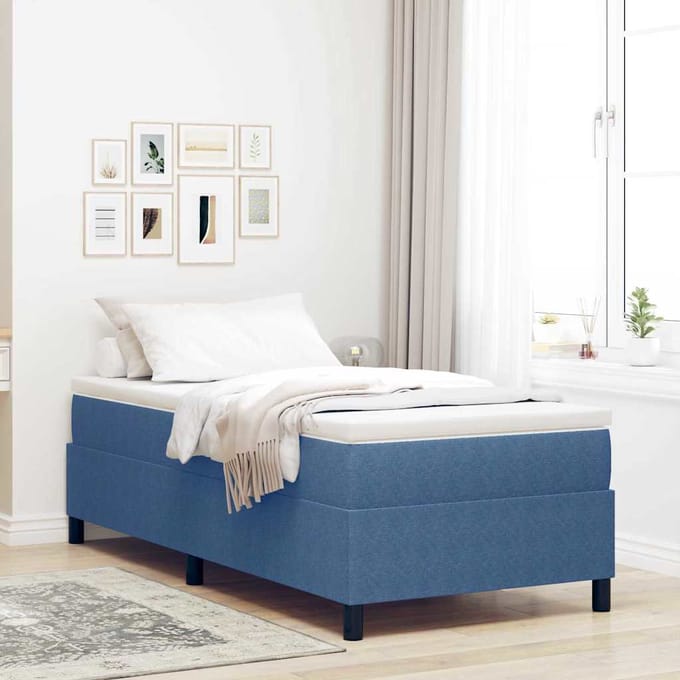 vidaXL - Platformbedframe - Blauw - 90 - x - 190 - cm - Corduroy - stof