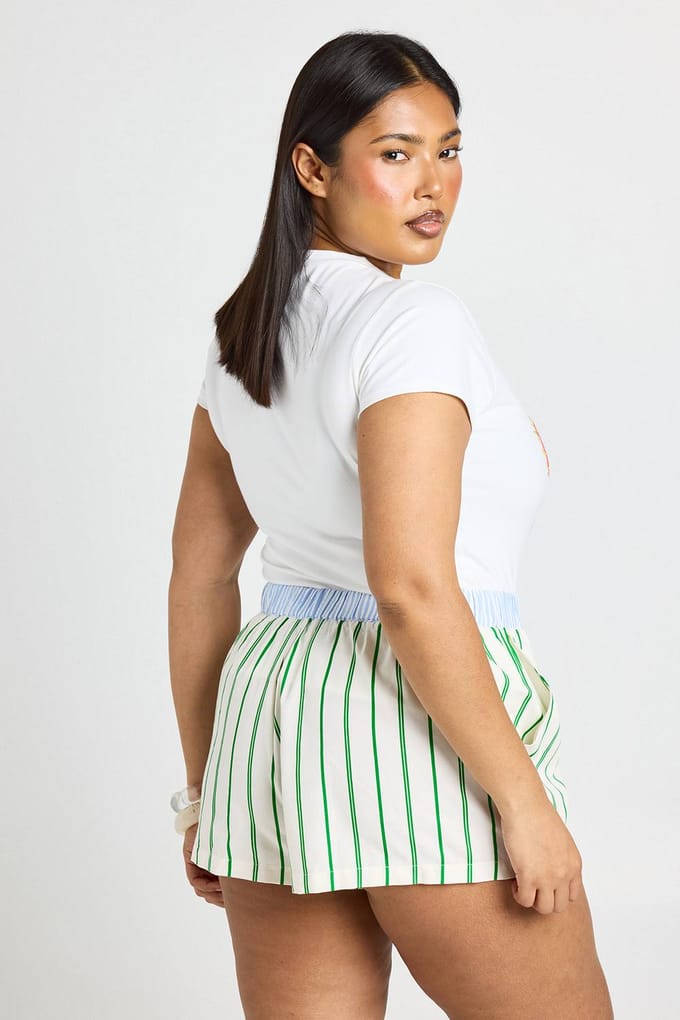 boohoo Dames Plus Boxershort Met Contrasterende Tailleband | Groente | Maat: 46