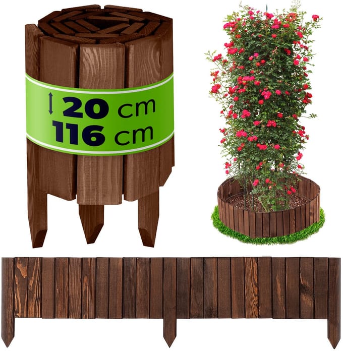 KADAX Houten schutting rolborder L110 H20cm bruin