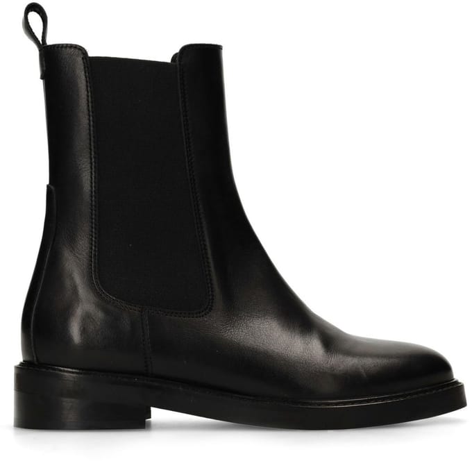 Manfield - Dames - Zwarte leren chelsea boots - Maat 40