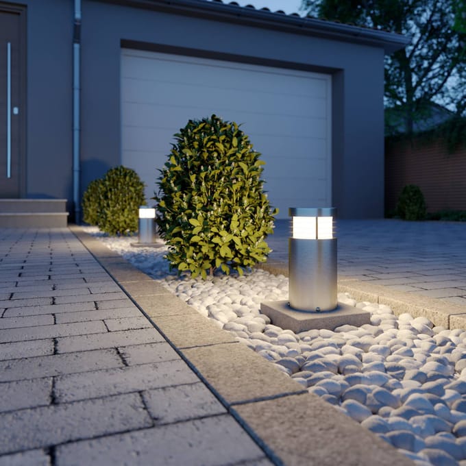 Arcchio - buitenlamp - 1licht - Roestvrij staal - H: 22.8 cm - E27 - roestvrij staal