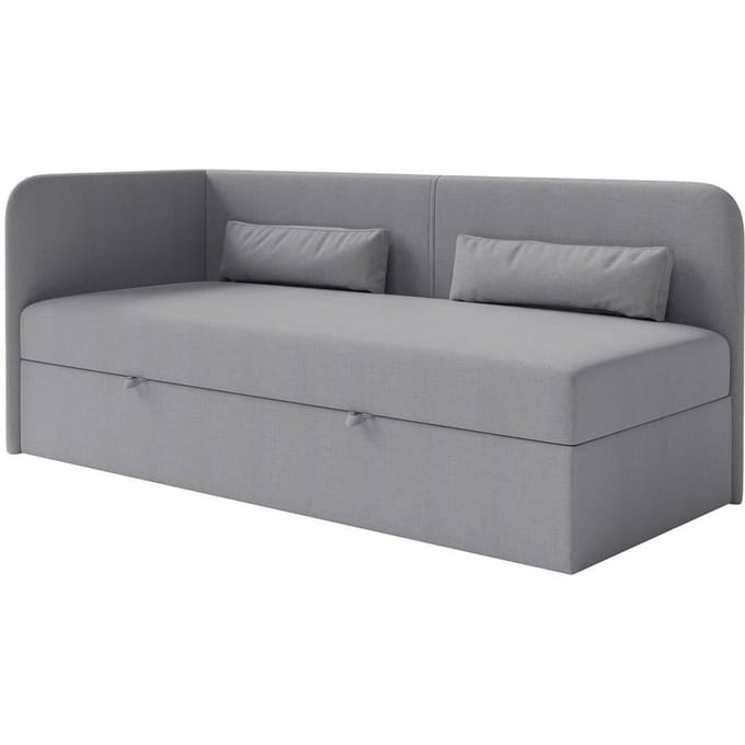 Jeugdbed Cambrils chenille links 90 x 200 cm met opbergruimte | NADUVI Collection