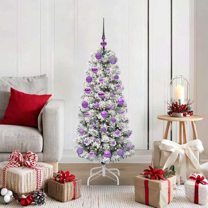 vidaXL - Kunstmatige - Hinged - Kerstboom - 150 - LED's - Groen - en - Wit - 120 - cm