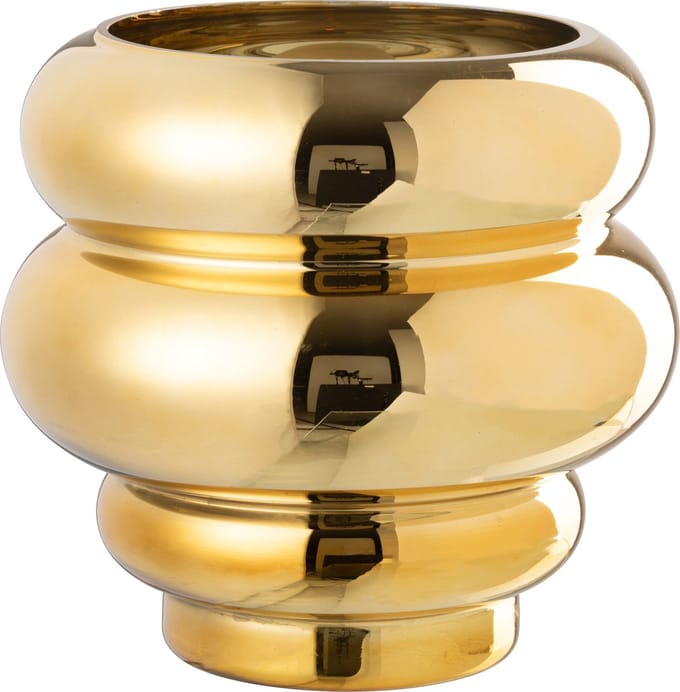 J-Line theelichthouder/vaas Cléa - glas - goud - Ø 20 cm