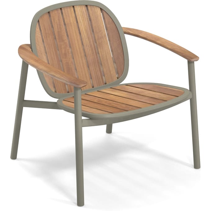 Emu Twins Loungefauteuil Alu-Teak - grijs/groen