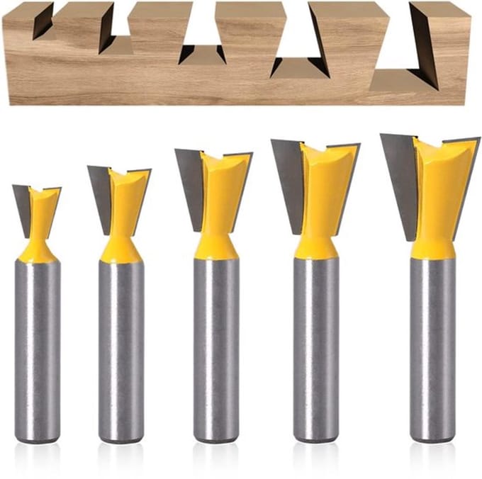 Dailygoody - Zwaluwstaartfreesset - Vlakfrees - 5 stuks - 8 mm