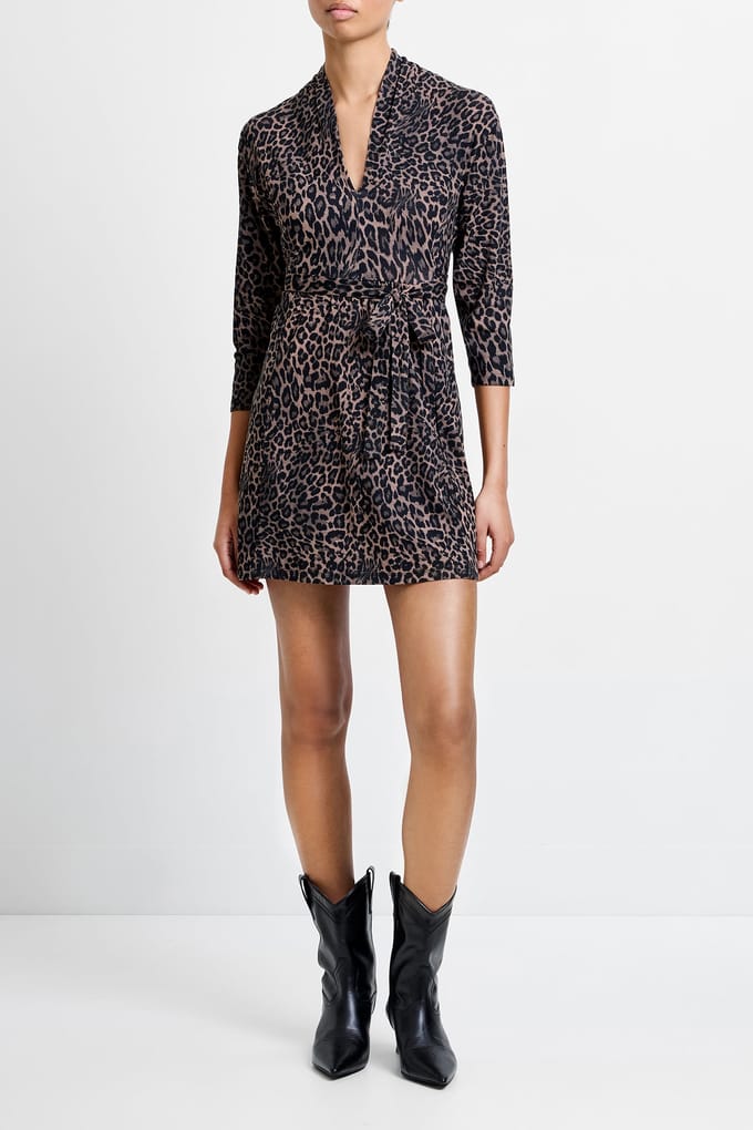 French Connection Leopard Vee Tie S Leopard Taglia: 6 | Abiti Mini Outlet | Donna