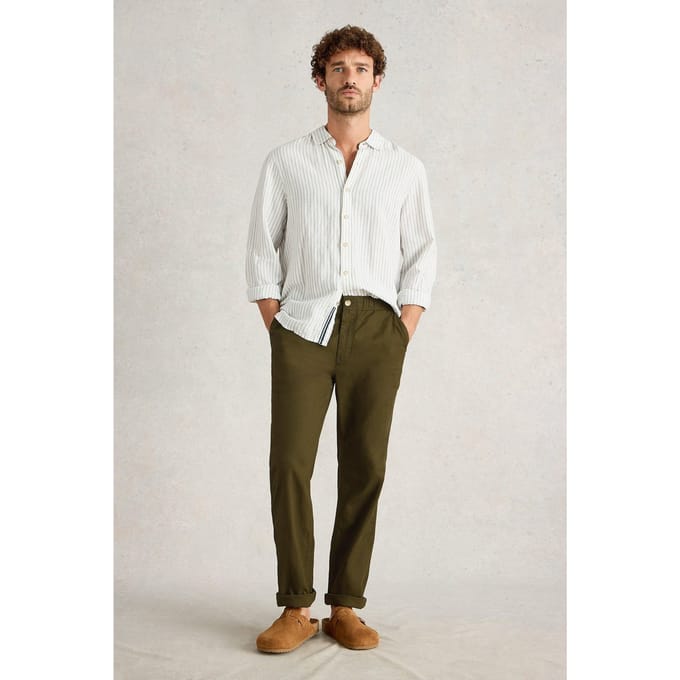 White Stuff Drawstring Linen Blend Trouser Khaki Green Taglia: W38 REGULAR | Pantaloni Outlet | Uomo | Bianco