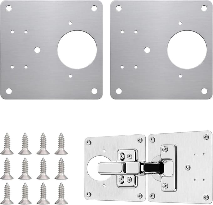 Solidchoice - Set van 2 RVS Hinge Reparatieplaten voor Kastdeuren