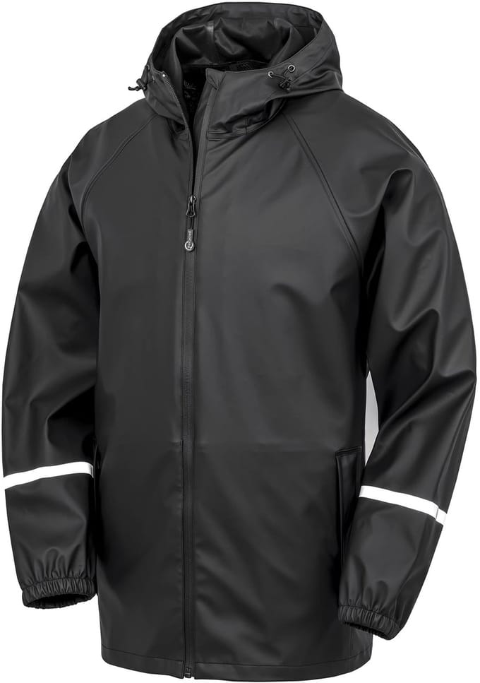 Result Prism PU Waterproof Jacket with Reflective Bands & Recycled Backing RT915 - Black - S