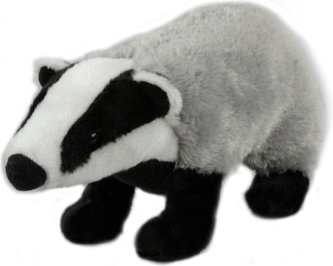 Semo pluche knuffeldier - Das - grijs/zwart - 33 cm - knuffels - bosdieren