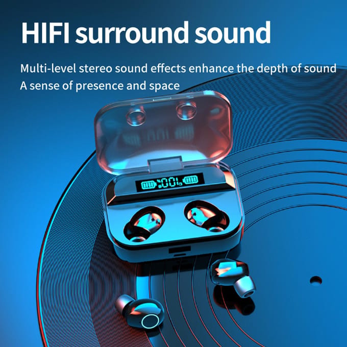 Casque BT intelligent, affichage numérique tactile 5.1, casque d'écoute intra-auriculaire sans fil, étanche, qualité sonore HD, basse blanc