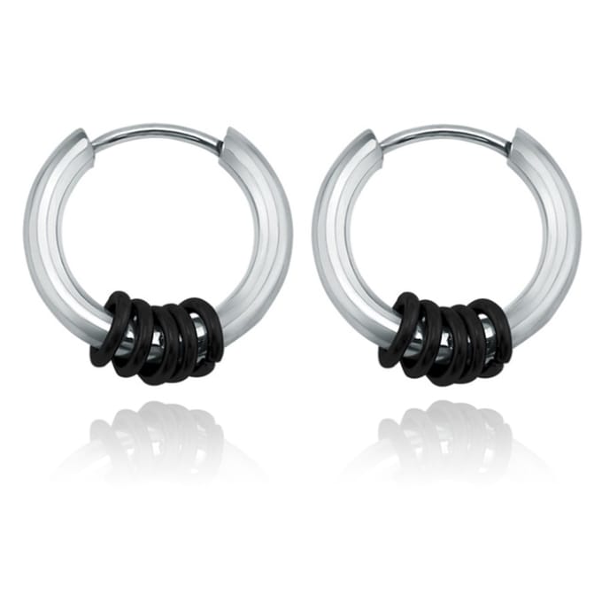Stalen oorringen Flexible Rings-Zwart