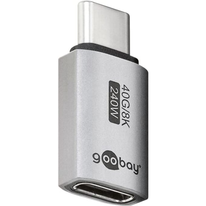 USB-C (v) naar USB-C (m) Adapter - USB4 - Pro - Zilver