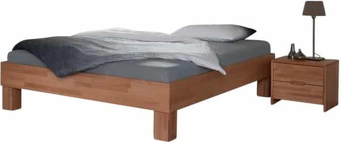 Bed Box Wonen Massief beuken houten bed Tarnovo Basic 140x200 cm Natuur gelakt