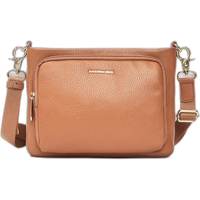 MANDARINA DUCK Leren schoudertas Mellow Leather Crossover Bag Pecan Nut Lichtbruin
