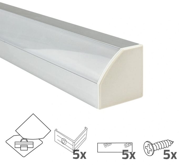 Led hoekprofiel - 2 meter - Aluminium - Led strip profiel incl. afdekkap
