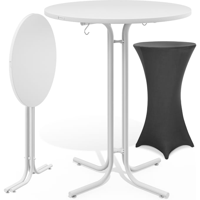 Statafel Wit 110x70cm + statafelhoes Grijs Ø70cm