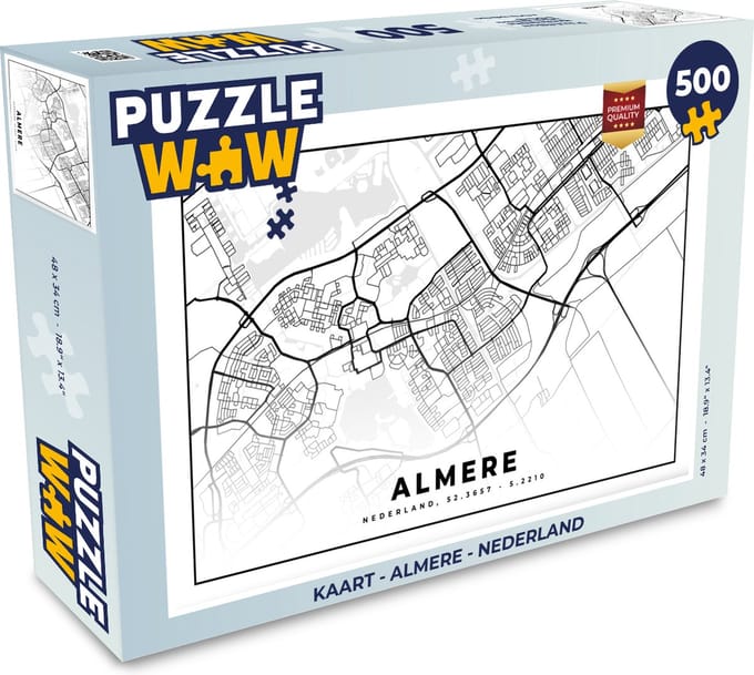 Puzzel Kaart - Almere - Nederland - Legpuzzel - Puzzel 500 stukjes
