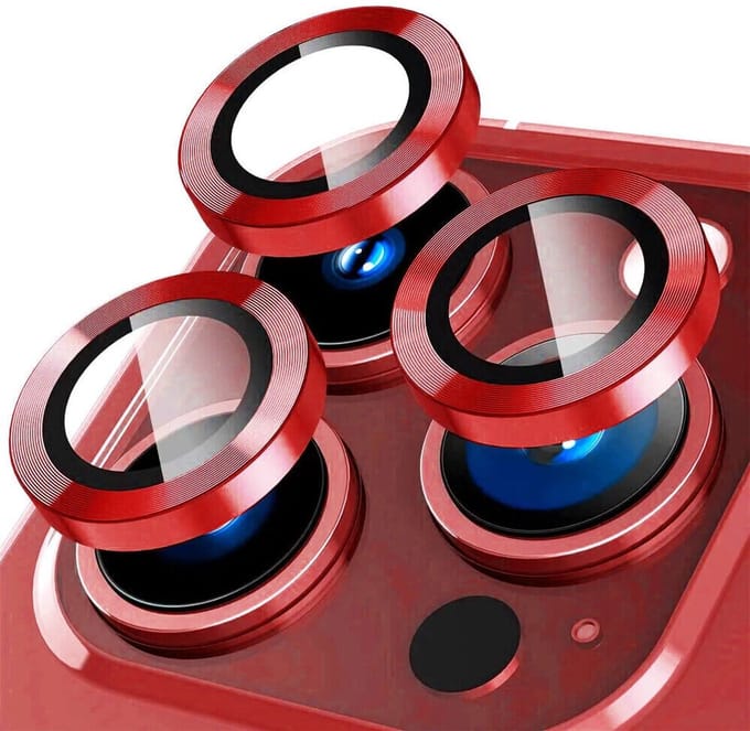 Camera lens beschermer Geschikt voor: iPhone 13 Pro Max - Premium HD Clear Tempered Glass Lens Cover Protector [Case Friendly] Rood
