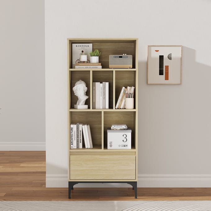 Boekenkast Kistiandi 137x60x35 cm licht eiken [en.casa]