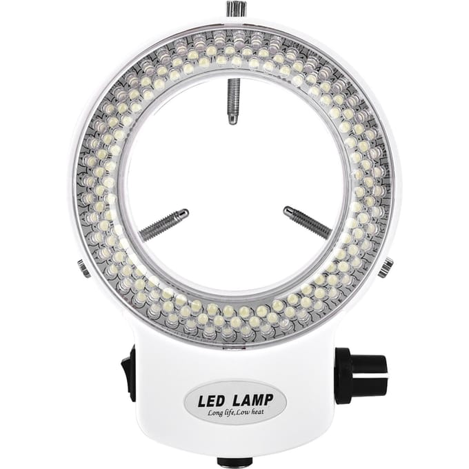Caméra de microscope 144 LED Source lumineuse Luminosité réglable Lampe annulaire   (Noir) White