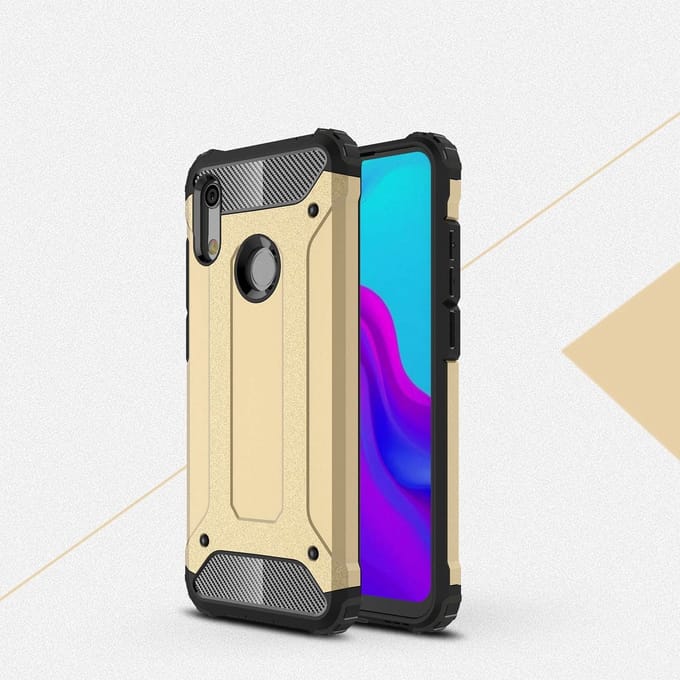 Ntech Hoesje Geschikt voor Huawei Y6 (2019) Dual layer Armor Hoesje - Goud